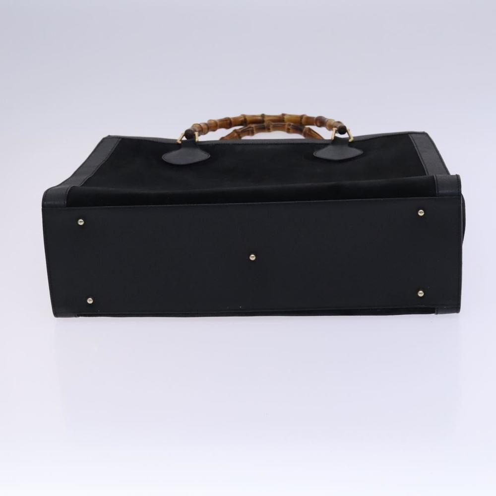 GUCCI Bamboo Hand Bag Suede Leather Black Gold 002 1186 0259 Auth ep7761 - Picture 5 of 16